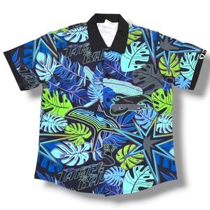 Tampa Bay Rays Mens XL City Connect Floral Hawaiian Button Down Shirt Neon